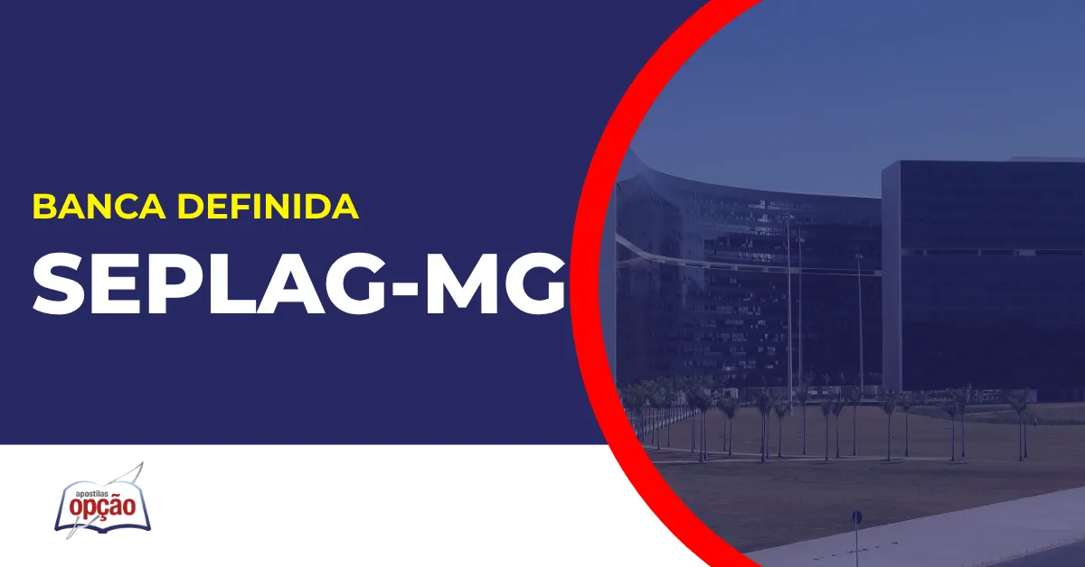 Imagem com fundo azul divulgando o Concurso Seplag MG