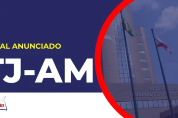 Imagem com fundo azul divulgando o Concurso TJ AM