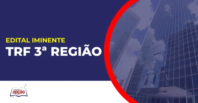 Imagem com fundo azul divulgando o Concurso TRF3