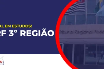 Imagem com fundo azul divulgando o Concurso TRF3 Região