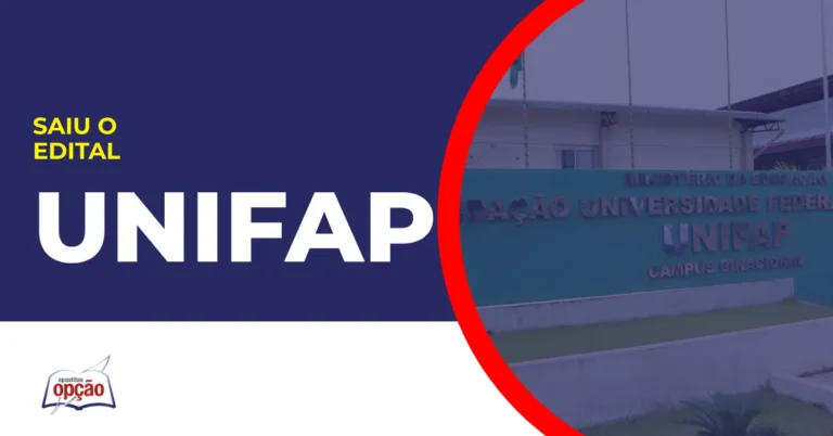 Imagem com fundo azul divulgando o Concurso Unifap