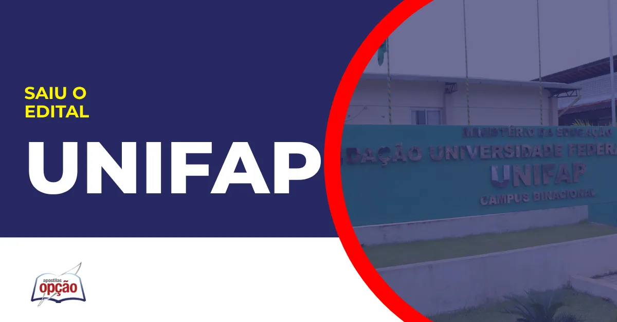 Imagem com fundo azul divulgando o Concurso Unifap