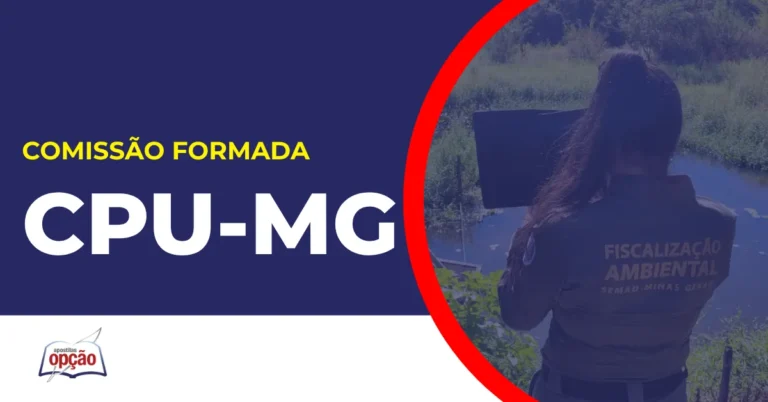 Imagem com fundo azul divulgando o Concurso Unificado MG