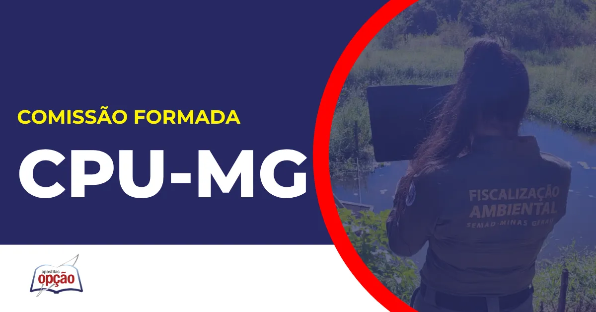 Imagem com fundo azul divulgando o Concurso Unificado MG