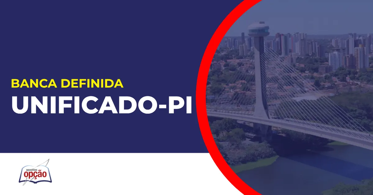 Imagem com fundo azul divulgando o Concurso Unificado PI