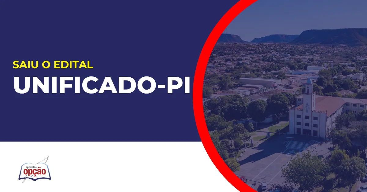 Imagem com fundo azul divulgando o Concurso Unificado PI
