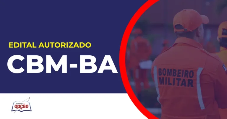 Imagem com fundo azul divulgando o Concurso Bombeiros BA