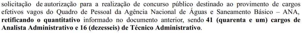 Concurso ANA: Novo edital solicitado com 57 vagas!