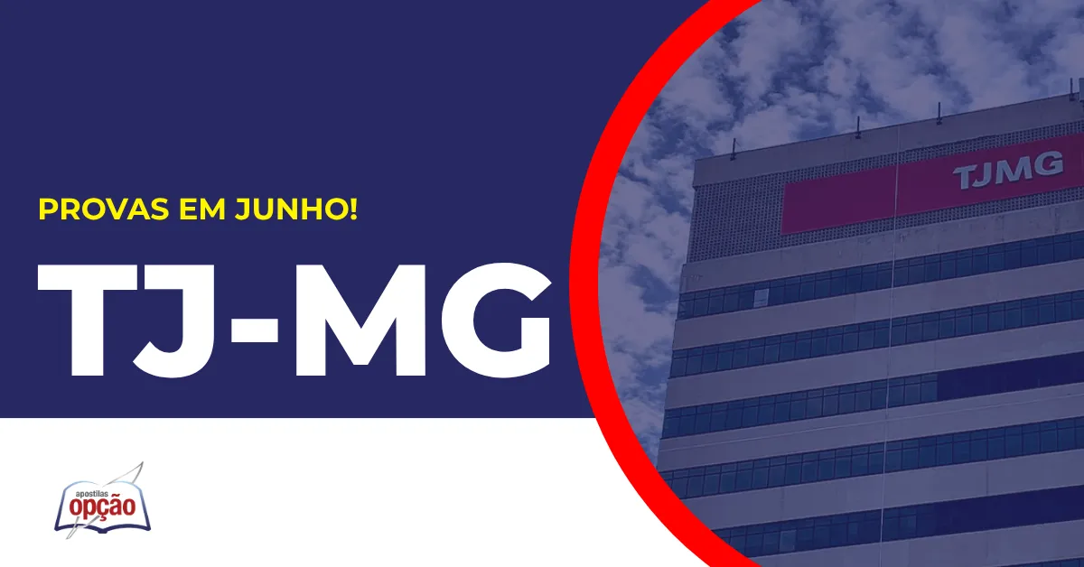 Imagem com fundo azul divulgando o Concurso TJMG