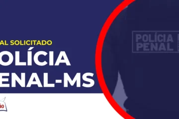 Imagem com fundo azul divulgando o Concurso Polícia Penal MS