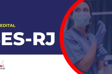 Imagem com fundo azul divulgando o Concurso SES RJ 2026