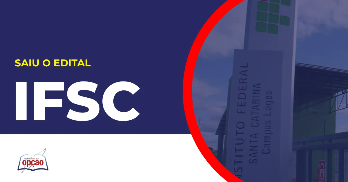 Imagem com fundo azul divulgando o Concurso IFSC