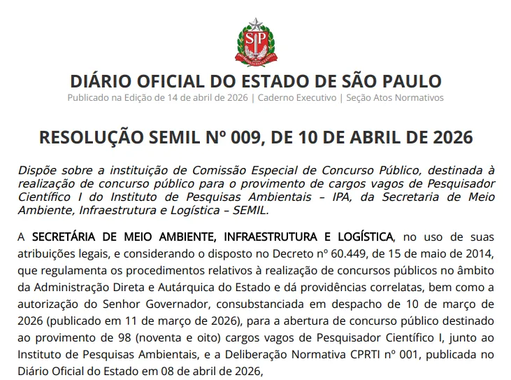 Concurso IPA SP: Comissão formada!