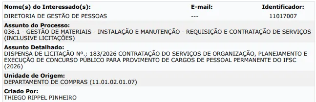 Concurso IFSC: Banca contratada!