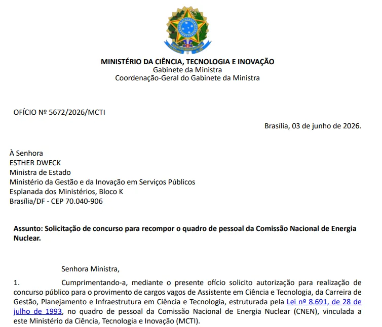 Concurso CNEN: Edital solicitado! 340 vagas!