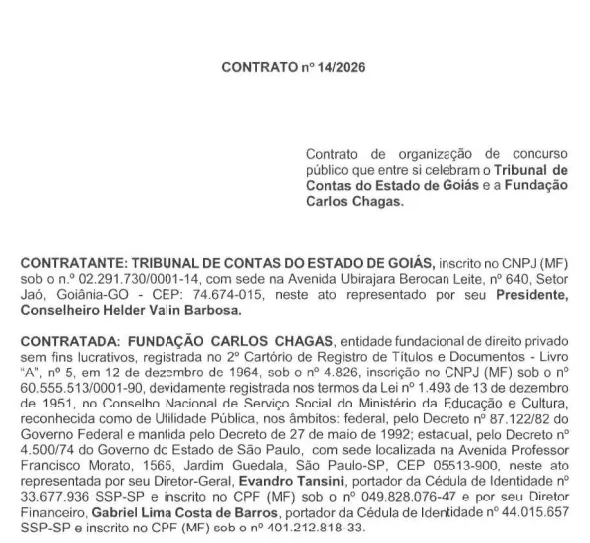 Concurso TCE GO: FCC é contratada!