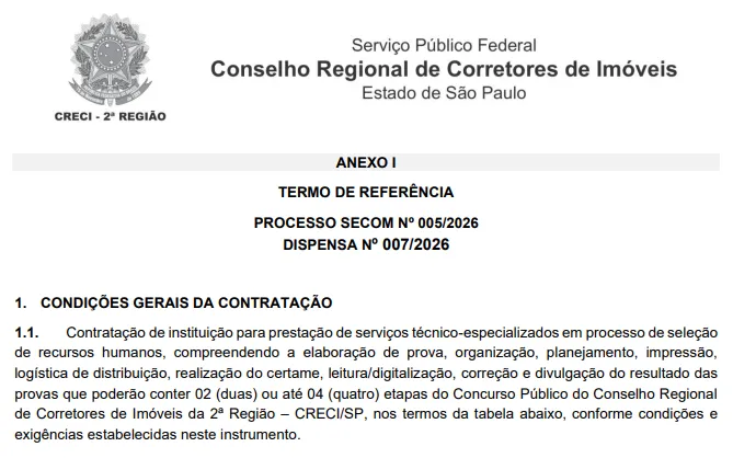 Concurso Creci SP: Banca definida!