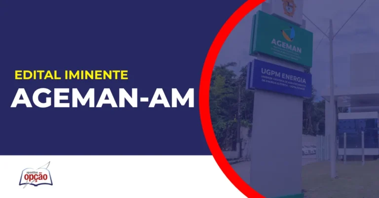 Imagem com fundo azul divulgando o Concurso Ageman AM