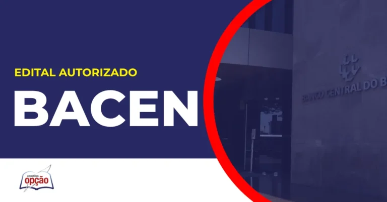 Imagem com fundo azul divulgando o Concurso Bacen