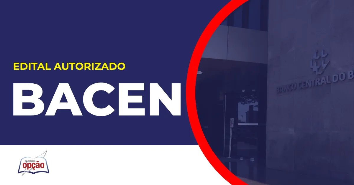 Imagem com fundo azul divulgando o Concurso Bacen