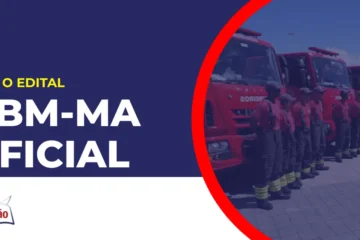 Imagem com fundo azul divulgando o Concurso Bombeiros MA Oficial