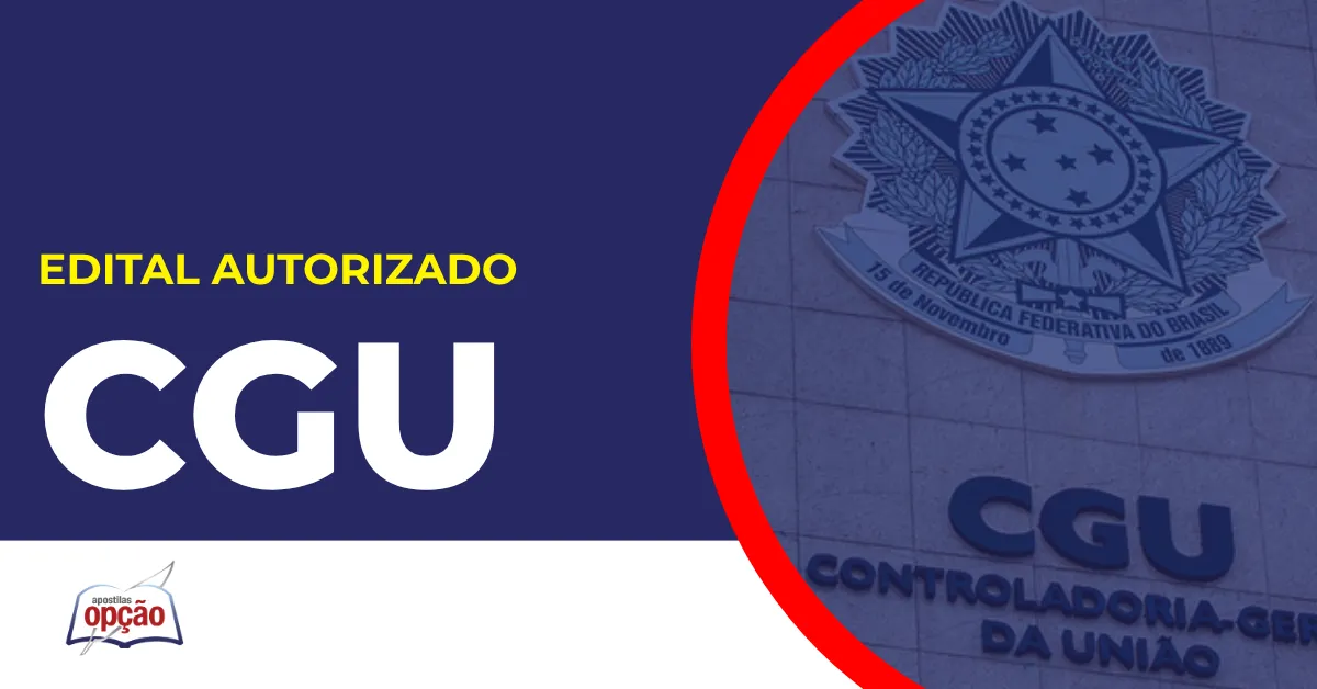 Imagem com fundo azul divulgando o Concurso CGU