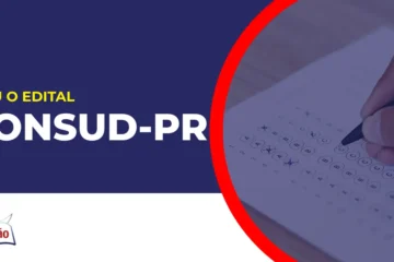Imagem com fundo azul divulgando o Concurso CONSUD PR
