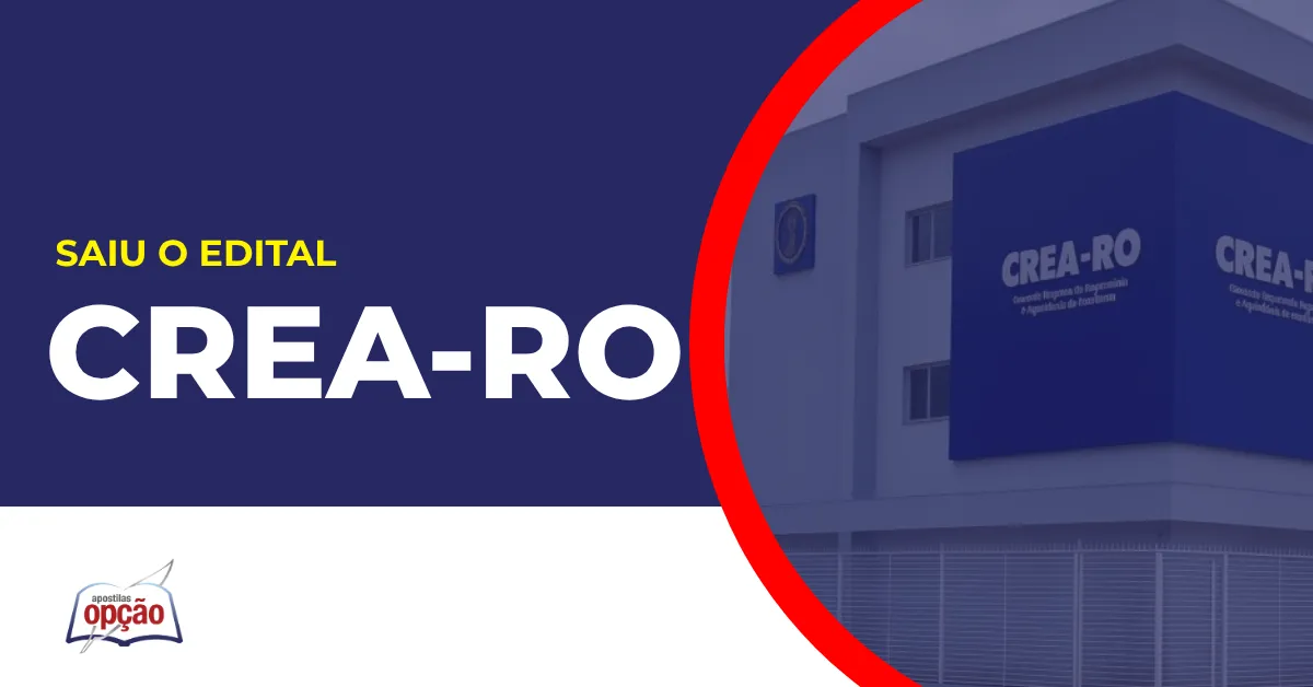 Imagem com fundo azul divulgando o Concurso CREA RO