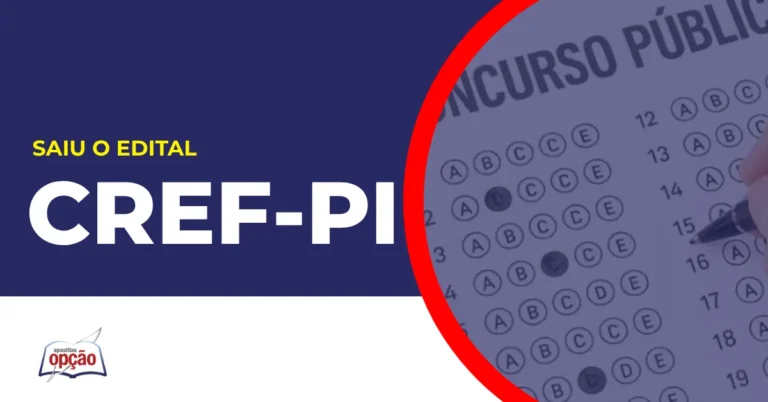 Imagem com fundo azul divulgando o Concurso CREF PI