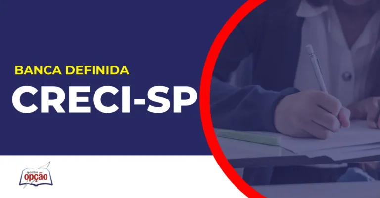 Imagem com fundo azul divulgando o Concurso Creci SP