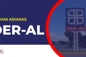 Imagem com fundo azul divulgando o Concurso DER AL