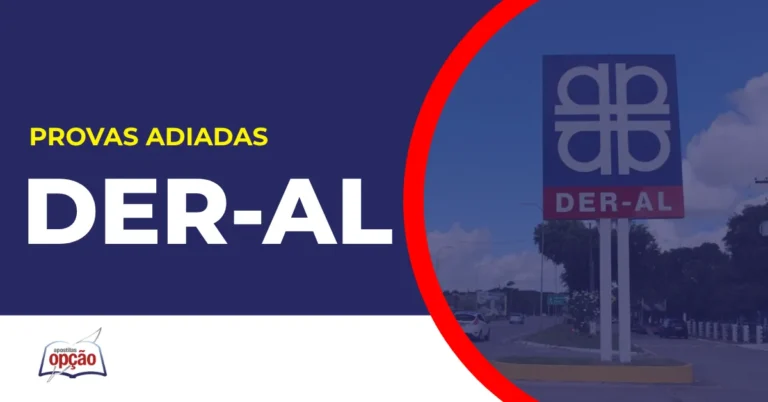 Imagem com fundo azul divulgando o Concurso DER AL