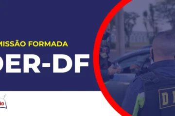 Imagem com fundo azul divulgando o Concurso DER DF