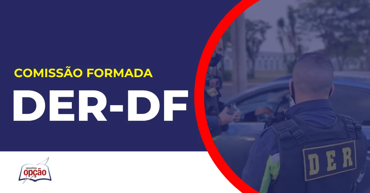 Imagem com fundo azul divulgando o Concurso DER DF