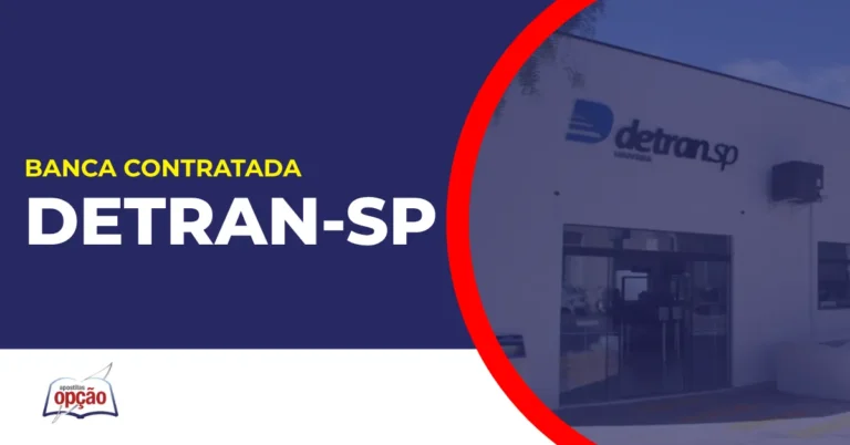Imagem com fundo azul divulgando o Concurso Detran SP 2026