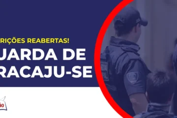 Imagem com fundo azul divulgando o Concurso Guarda de Aracaju SE