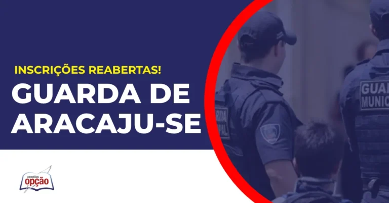 Imagem com fundo azul divulgando o Concurso Guarda de Aracaju SE