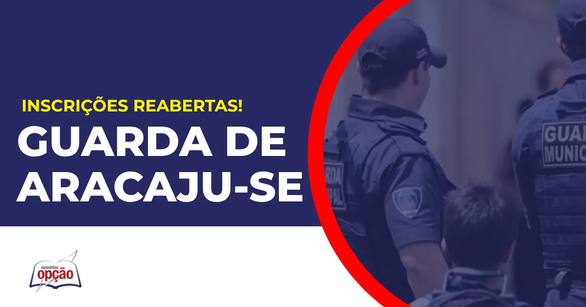 Imagem com fundo azul divulgando o Concurso Guarda de Aracaju SE