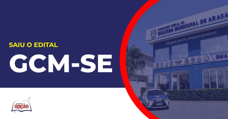 Imagem com fundo azul divulgando o Concurso Guarda de Aracaju SE