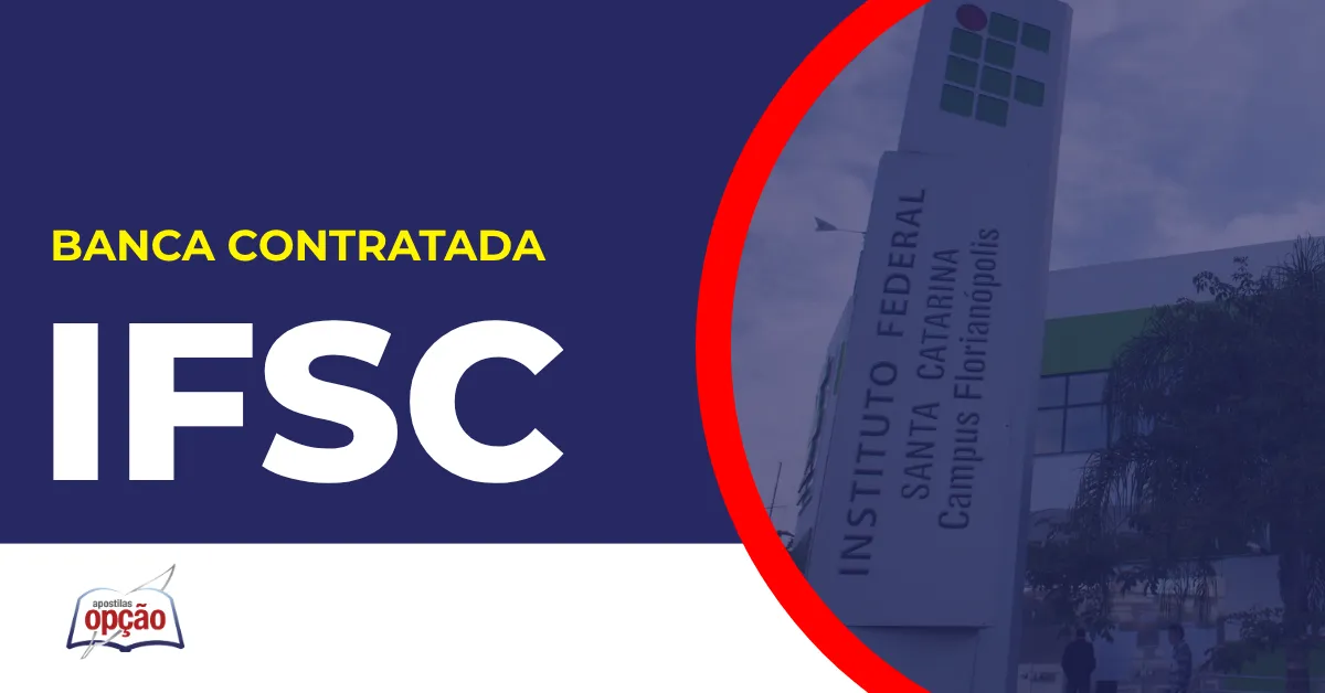 Imagem com fundo azul divulgando o Concurso IFSC