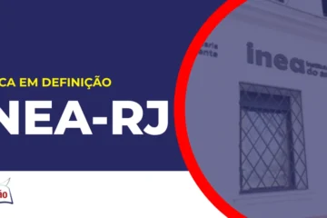 Imagem com fundo azul divulgando o Concurso Inea RJ