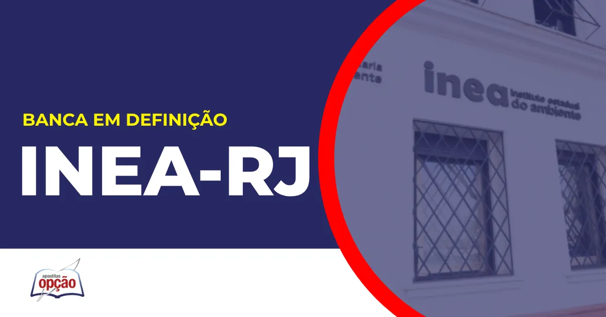 Imagem com fundo azul divulgando o Concurso Inea RJ