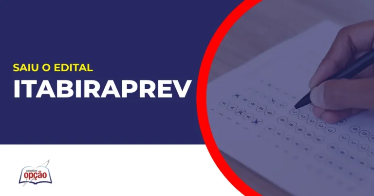 Imagem com fundo azul divulgando o Concurso ItabiraPrev