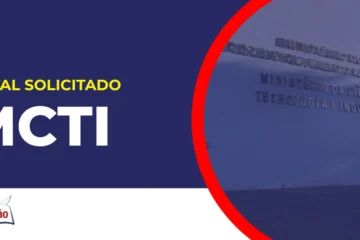 Imagem com fundo azul divulgando o Concurso MCTI