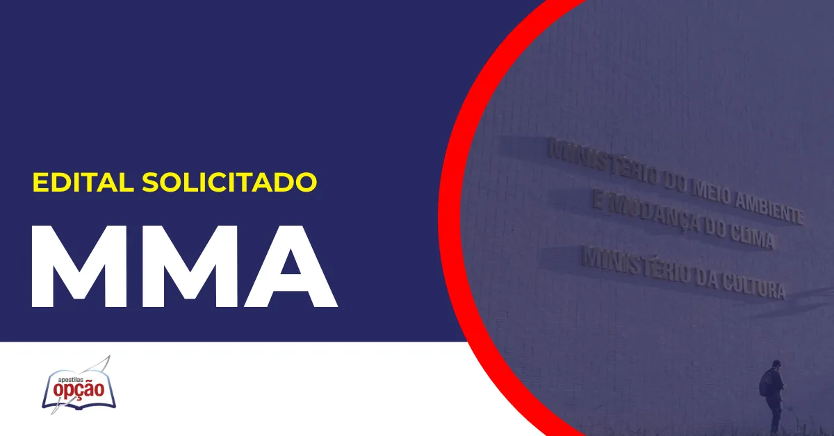 Imagem com fundo azul divulgando o Concurso MMA