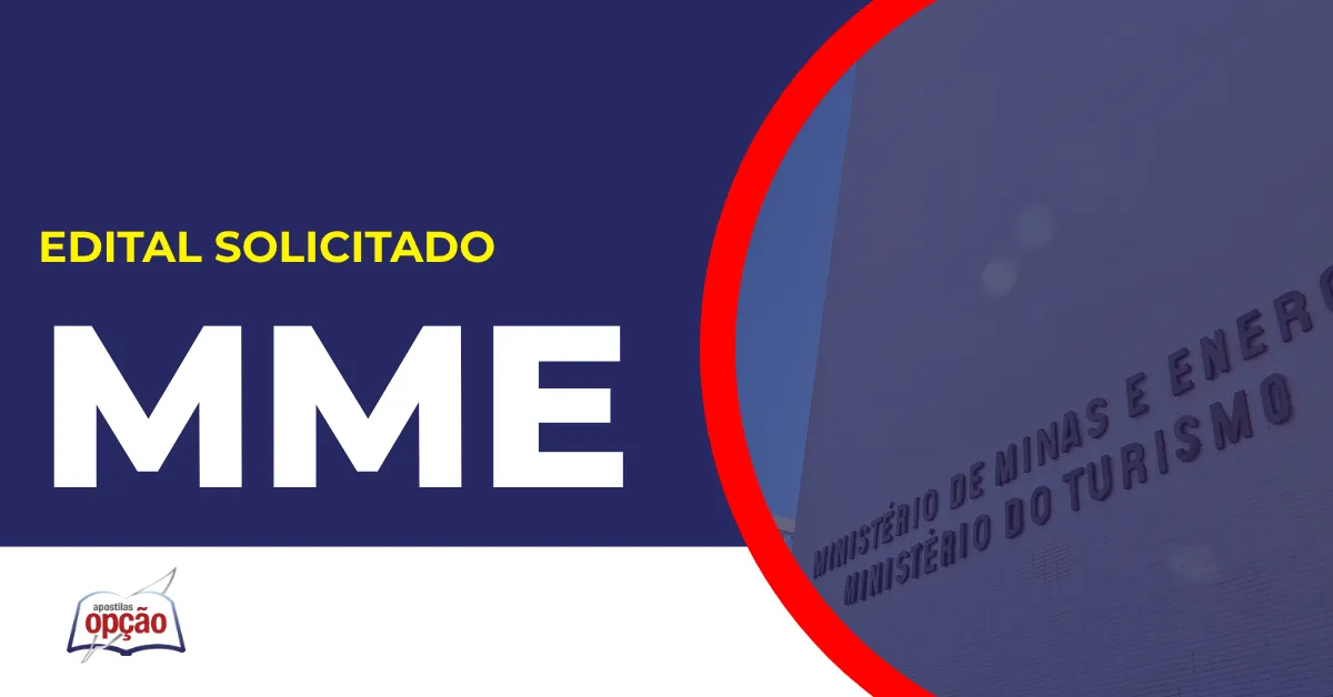 Imagem com fundo azul divulgando o Concurso MME