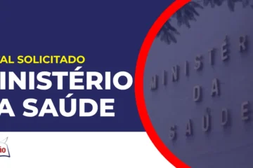 Imagem com fundo azul divulgando o Concurso Ministério da Saúde