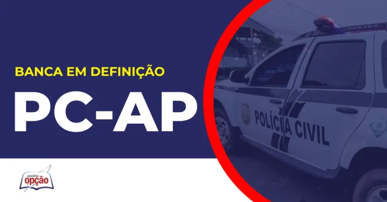 Imagem com fundo azul divulgando o Concurso PC AP