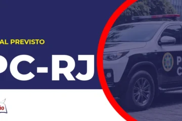 Imagem com fundo azul divulgando o Concurso PC RJ