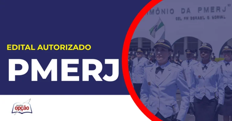 Imagem com fundo azul divulgando o Concurso PMERJ